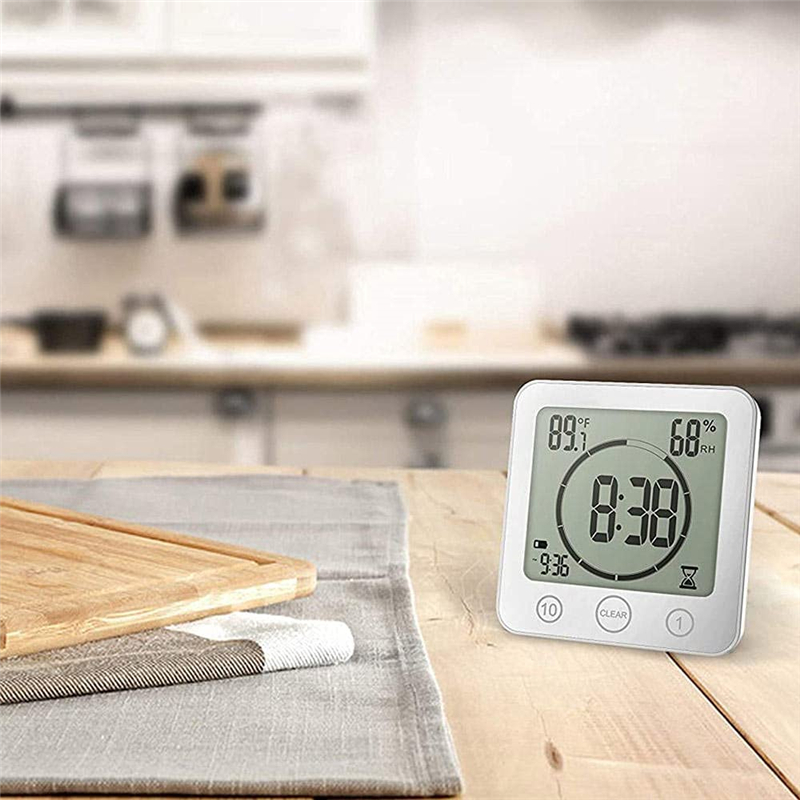 Waterproof LCD Digital Bathroom Clock Shower Touch Control Temperature Humidity Count Down Timer 3 Mounting Methods for Home