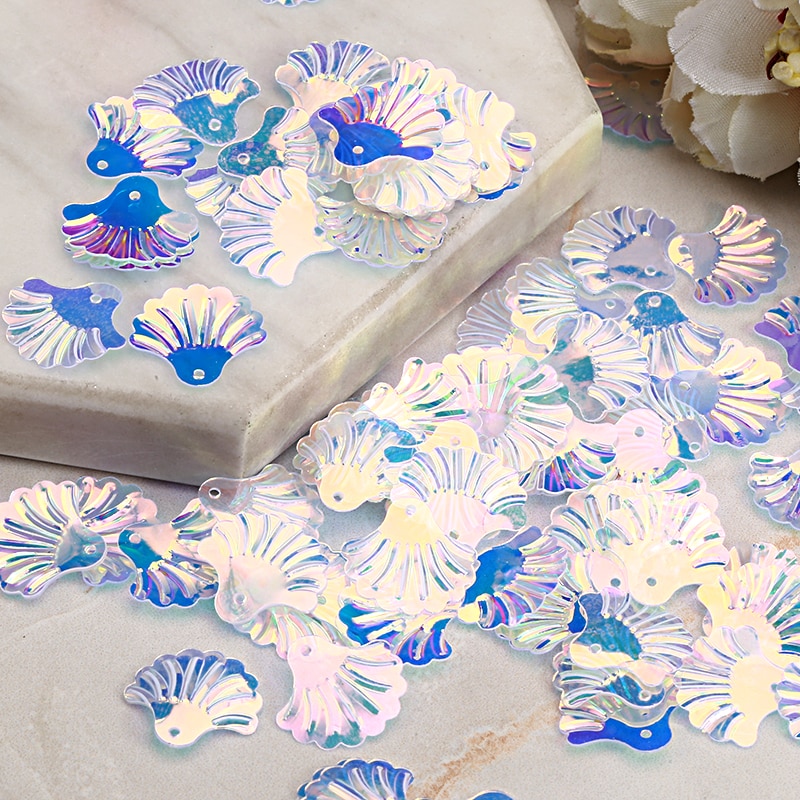 400 stuks losse pailletten in de vorm van een 15mm -jakobsschelp, doe-het-zelf-kledingaccessoires, naaiversiering, kledingknutselwerk voor het maken van sieraden