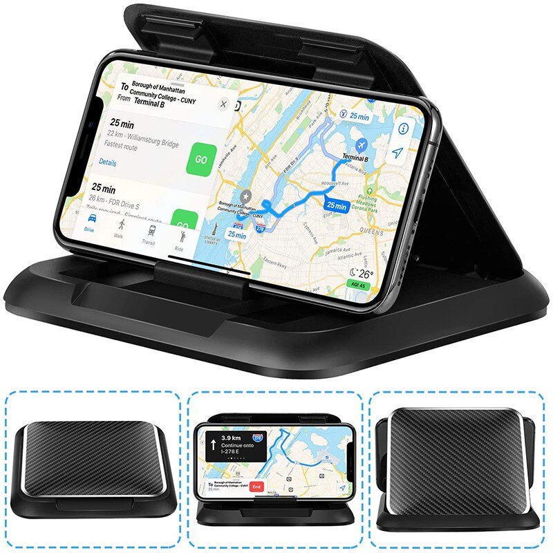 Soporte Universal de fibra de carbono para salpicadero de coche, Clip de montaje para teléfono móvil de 3 a 6,5 pulgadas, para iPhone XR XS MAX, GPS