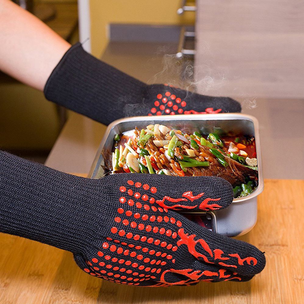 Silikon Multi-Zweck Handschuhe Backen BBQ Grill Handschuh extrem Hitze Beständig Ofen Ärmeln Küche Grill Grillen Werkzeuge