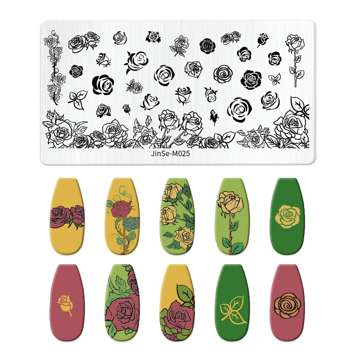Blätter Blume Streifen Gänseblümchen Stempelplatten Lotus Rose Nagelstempel Vorlagen Aprikosen Blumendruck Schablonen Vorlagen: Elfenbein