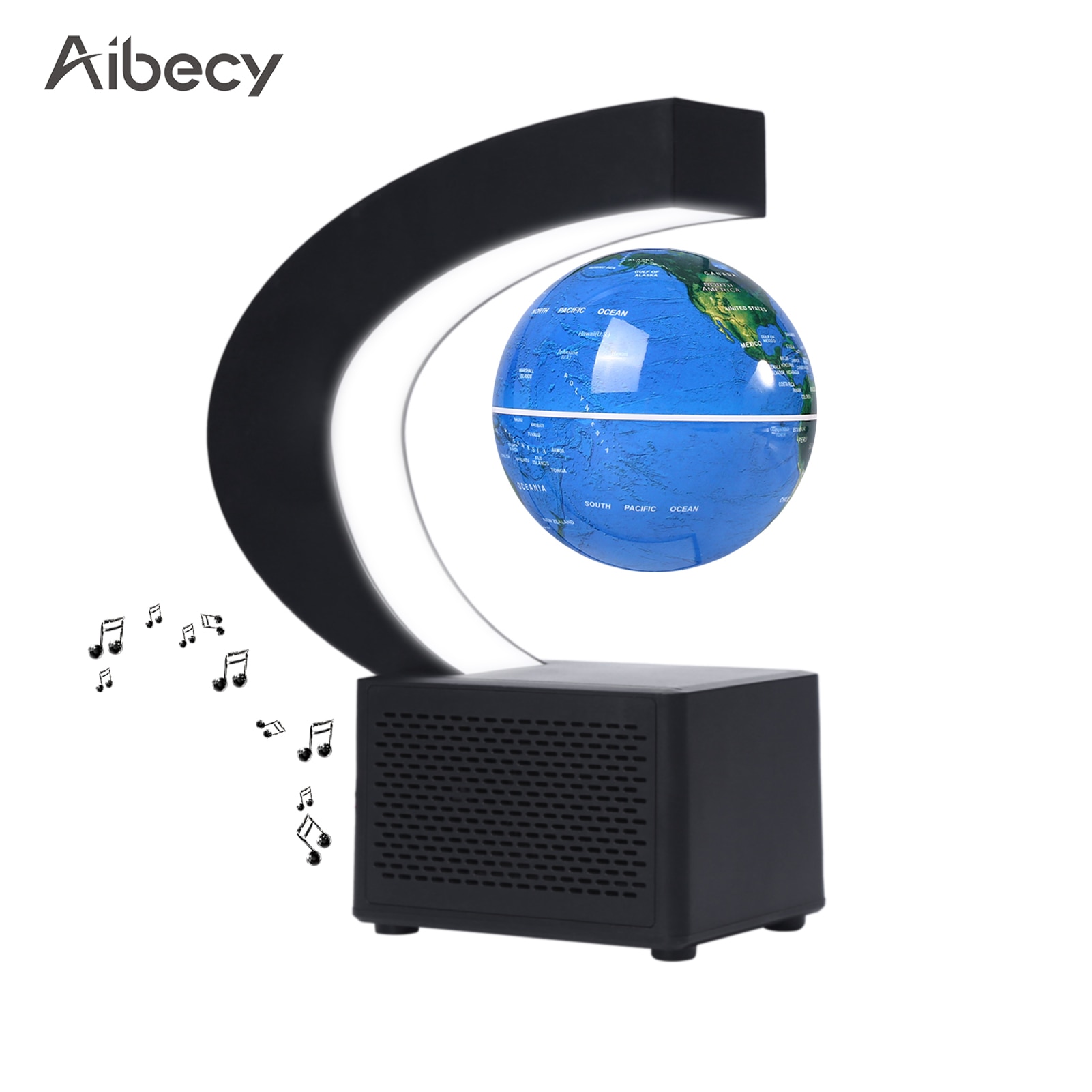 Aibecy Magnetic Floating Globe BT Speaker 3.5 Inch Leviation World Map Globe Levitating Rotating Earth Ball with LED