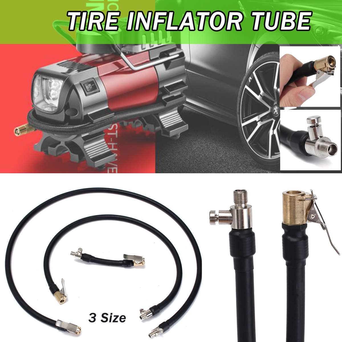 Autoleader 100Mm Motorfiets Auto Flexibele Clip Air Tyre Chuck Inflator Deflatie Slang