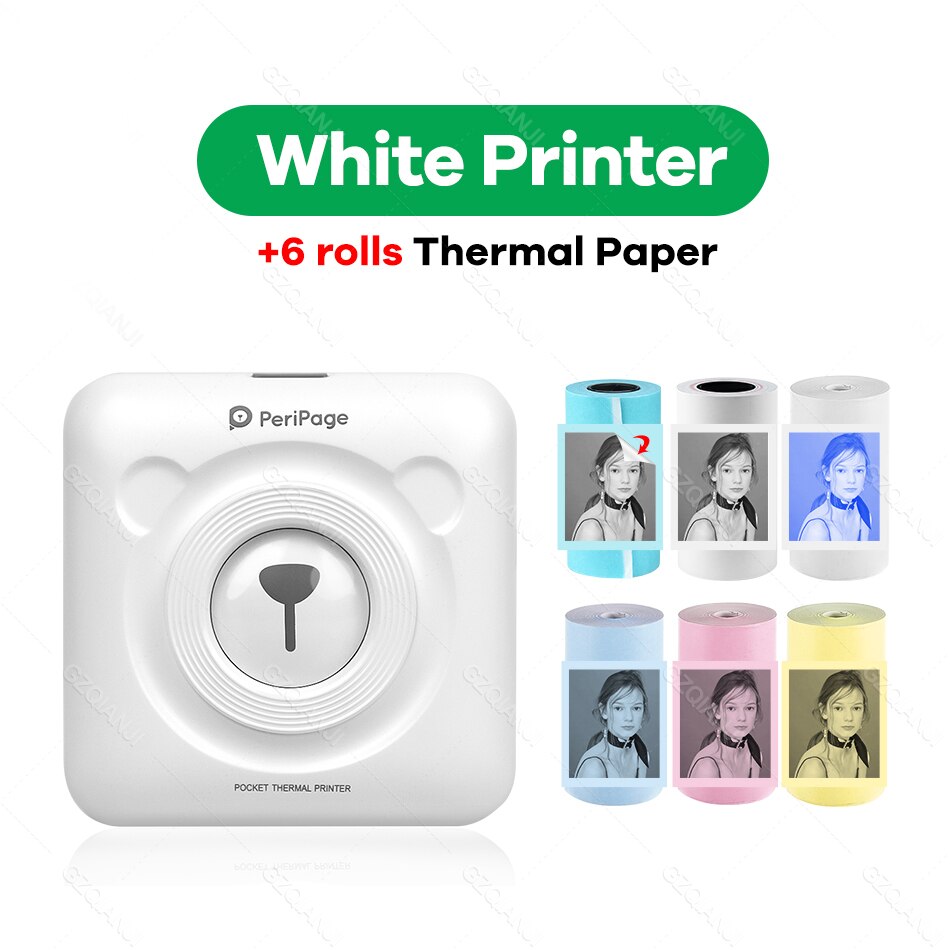 Peripage – Mini-imprimante Photo Portable sans fil A6, 58mm, avec étiquette autocollante et Notes,: WH add 6 Group