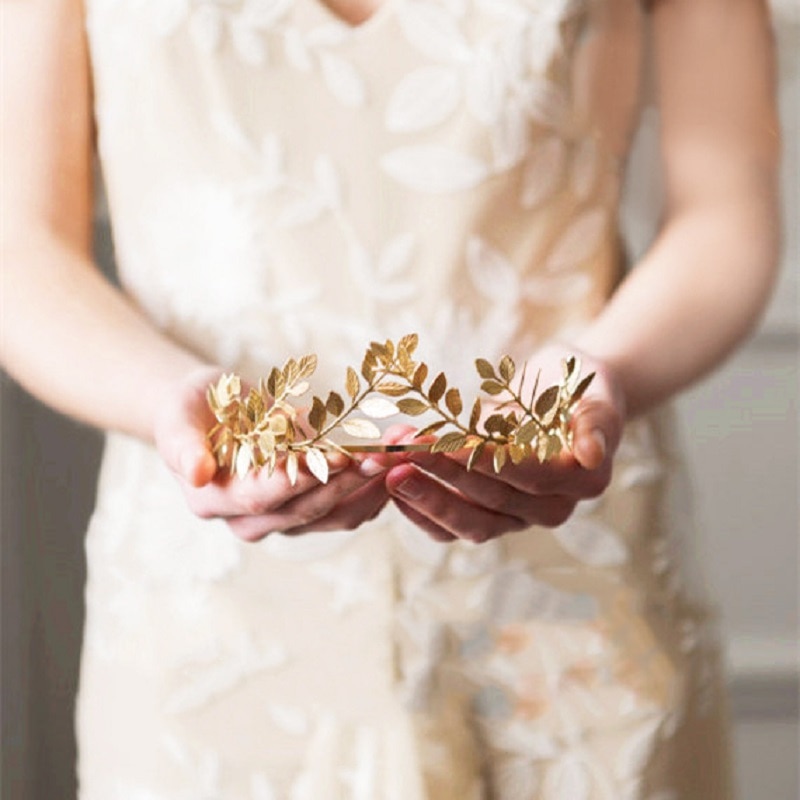 Diadema de hojas doradas Vintage para mujer, diadema nupcial, joyería para la cabeza, diadema nupcial para boda, joyería para el cabello, accesorios para de Reina