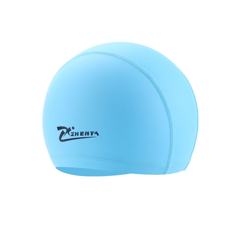Swimming Caps Teens PU Waterproof Swimming Pool Hat Long Hair Swim Hats Ear Protector Flexible Colorful Diving Cap: sky blue