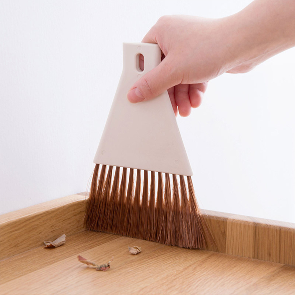 2 Sets Practical Mini Broom and Dustpan Set for Home Desktop Pets Nest Cage Cleaning(1pc Coffee, 1pc Beige)