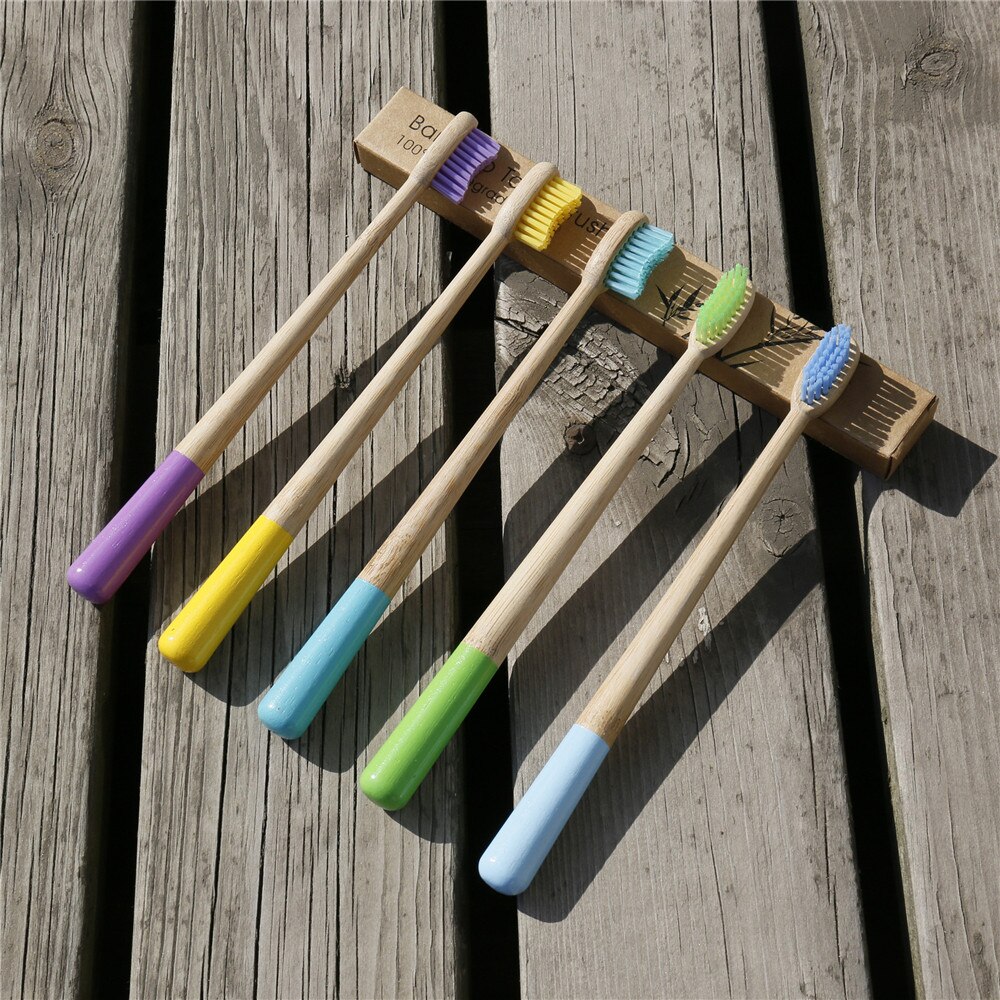 Environmentally Bamboo ToothBrush Eco Friendly Rainbow Wood Toothbrush Head Cover Fibre Wooden Handle Tooth Brush Whitening