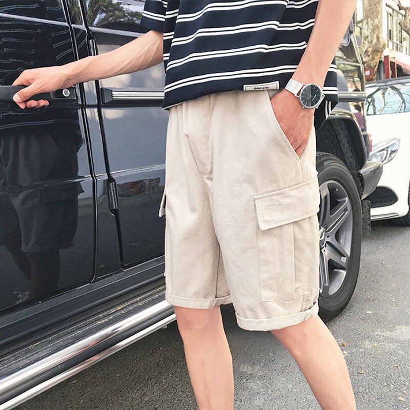 Pantalones cortos holgados de algodón para hombre y adolescente, shorts de cintura elástica para senderismo, camping y escalada, para exteriores, verano