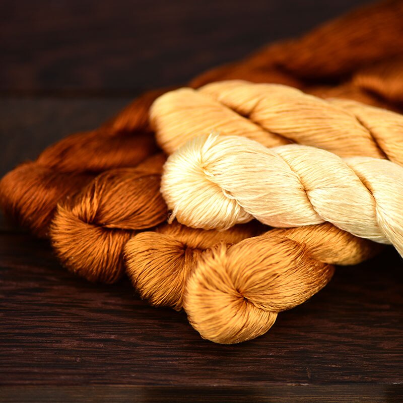 1 pièces/400m fil à broder en soie/100% fil de soie/broderie à la main point de croix/jaune doré/9 couleurs dégradé
