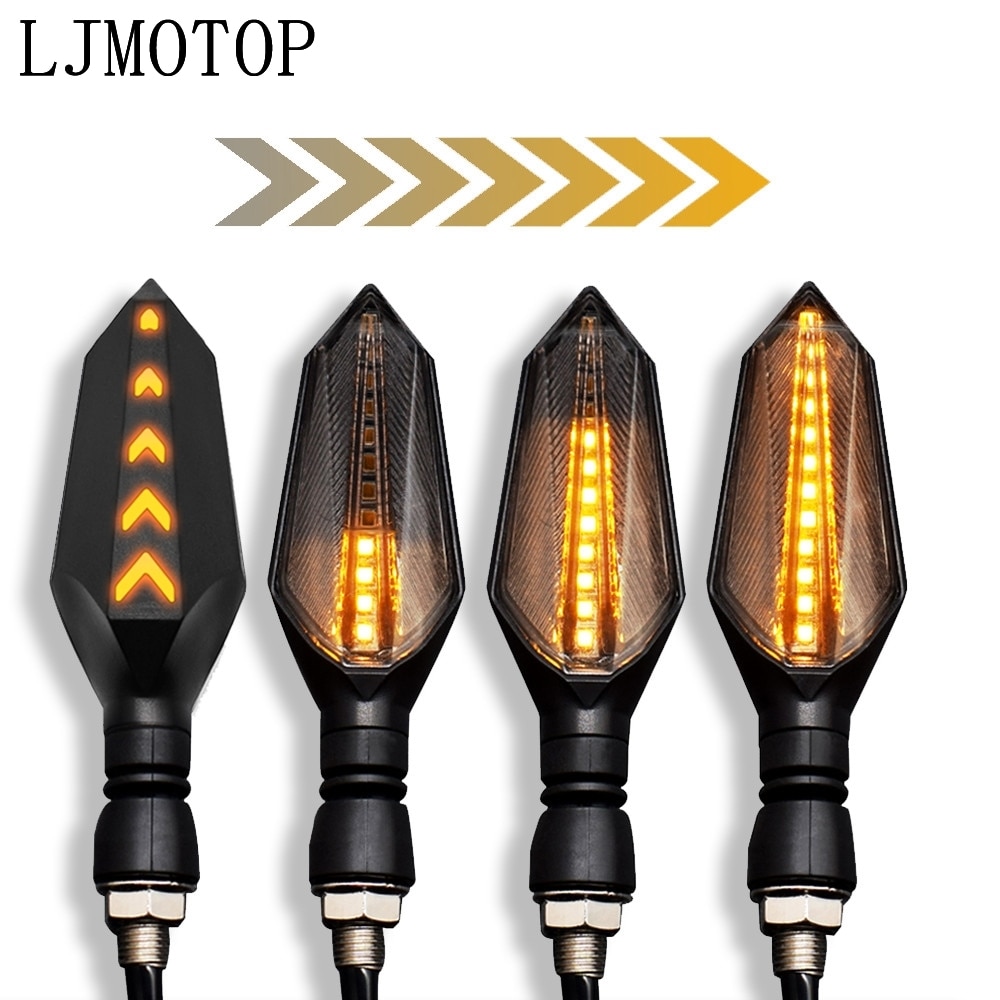 Universal Motorcycle Led-Richtingaanwijzer Lamp Sequentiële Vloeiende Flash Indicator Lights Amber Running Light