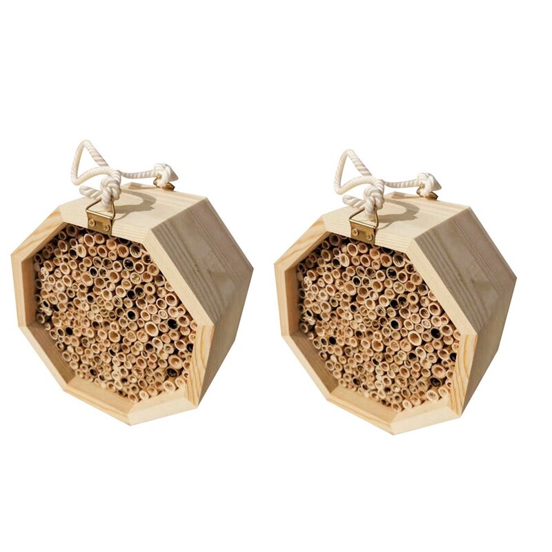 2Pack Natural Bamboo Bee Hive Insect Hotels Mason Bee House Tubes for Attracts Peaceful Bee Pollinators for The Garden