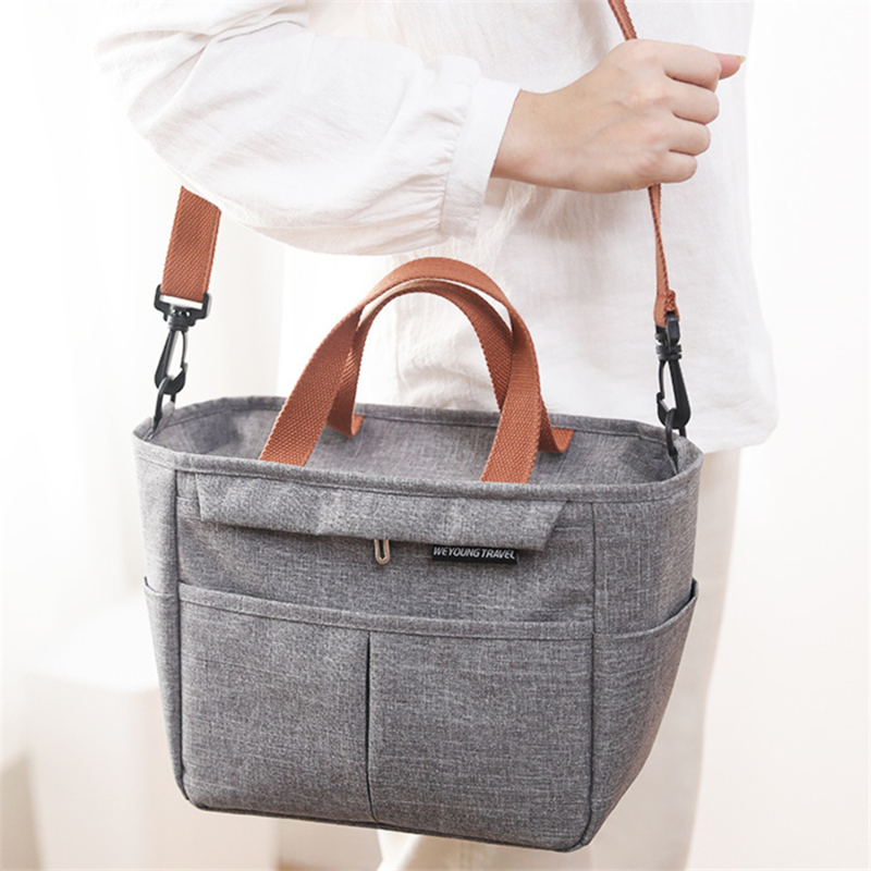 Portable Lunch Box Insulated Thermal Bag Picnic Food Cooler Pouch Large Capacity Shoulder Bento Storage Bags For Women Children