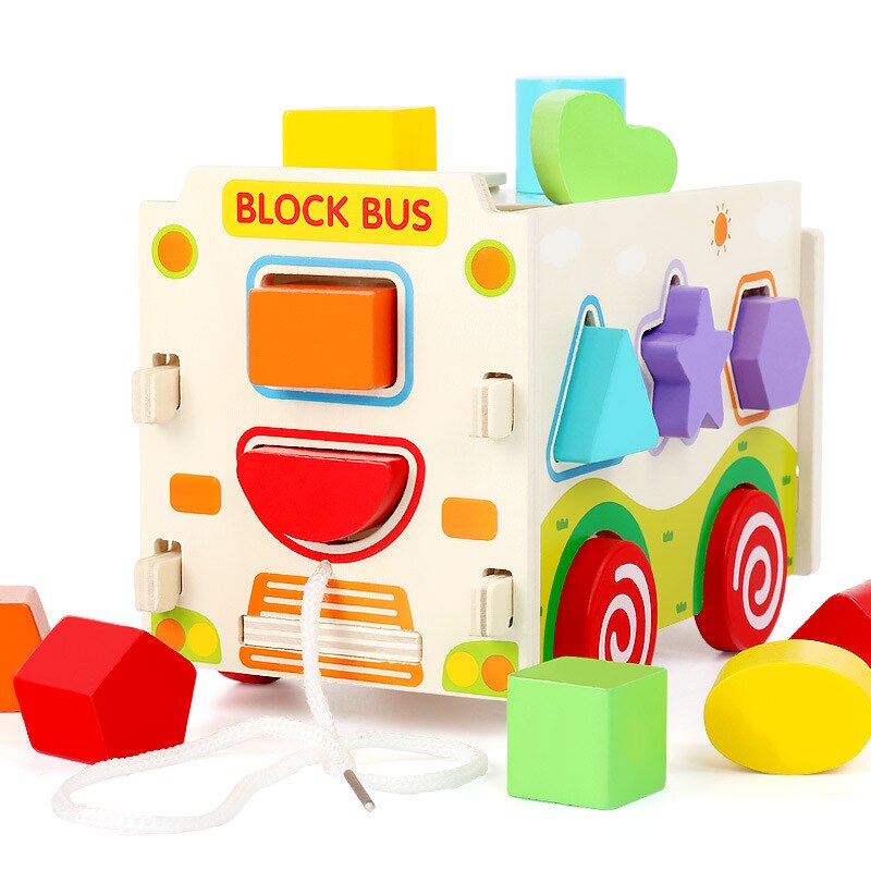 Baby Wooden Blocks Knock Toy Kids Tool Car Disassemble Table Games Learning Educational Cognitive Graphics Screw Assembly Toys