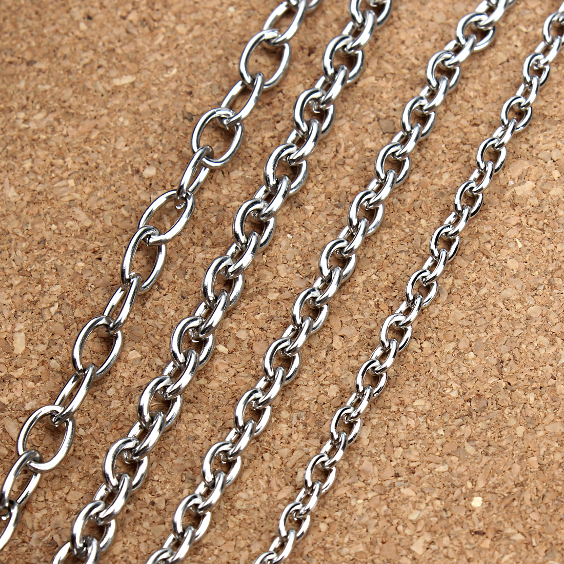 5 yardas/lote 3 4 5 6 8mm cadenas de acero inoxidable DIY collar pulsera O cadena de eslabones cadenas de eslabones a granel para fabricación de joyas al por mayor