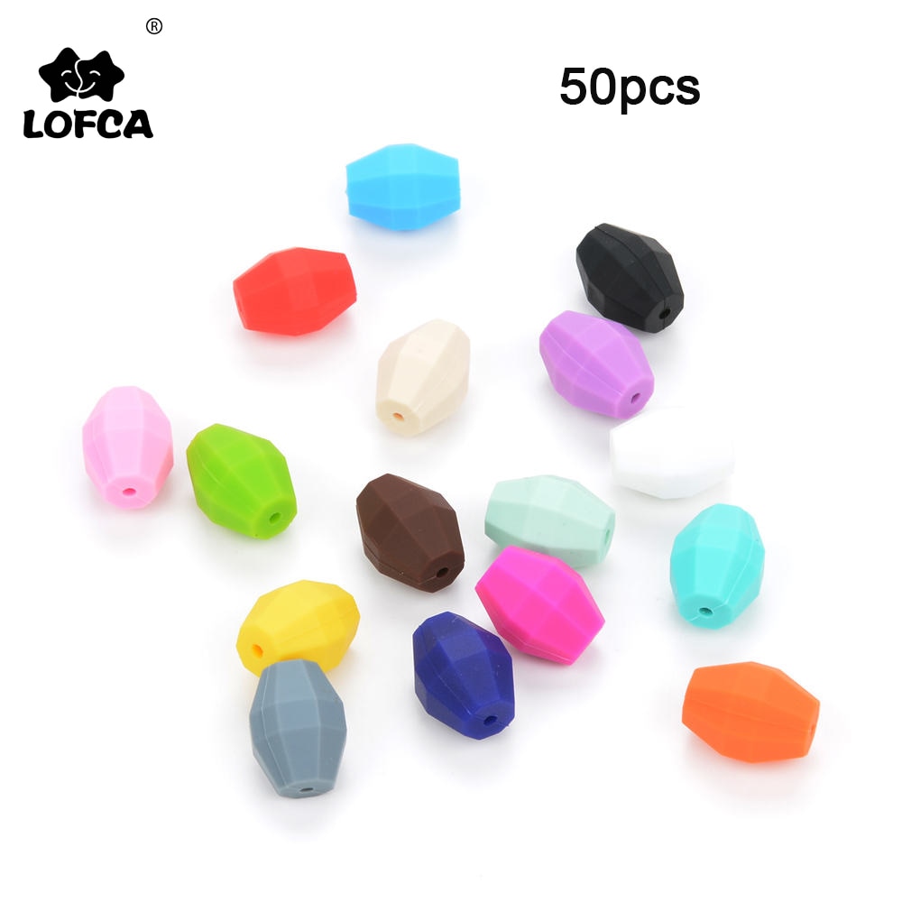 LOFCA perles de dentition en chêne | Perles de forme géométrique en Silicone, de alimentaire sans BPA pour bébé, chaîne à mâcher, diy