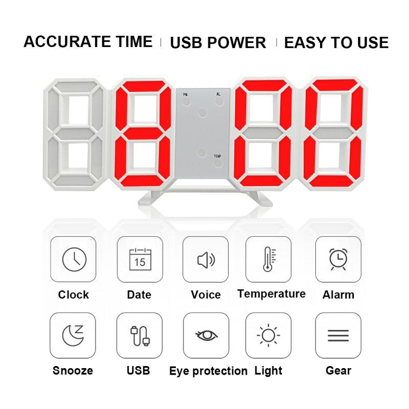 Iso seinäkello moderni herätyskello seinällä päivämäärä lämpötila pöytäkello kodin sisustusteline ripustaa digitaalinen kello