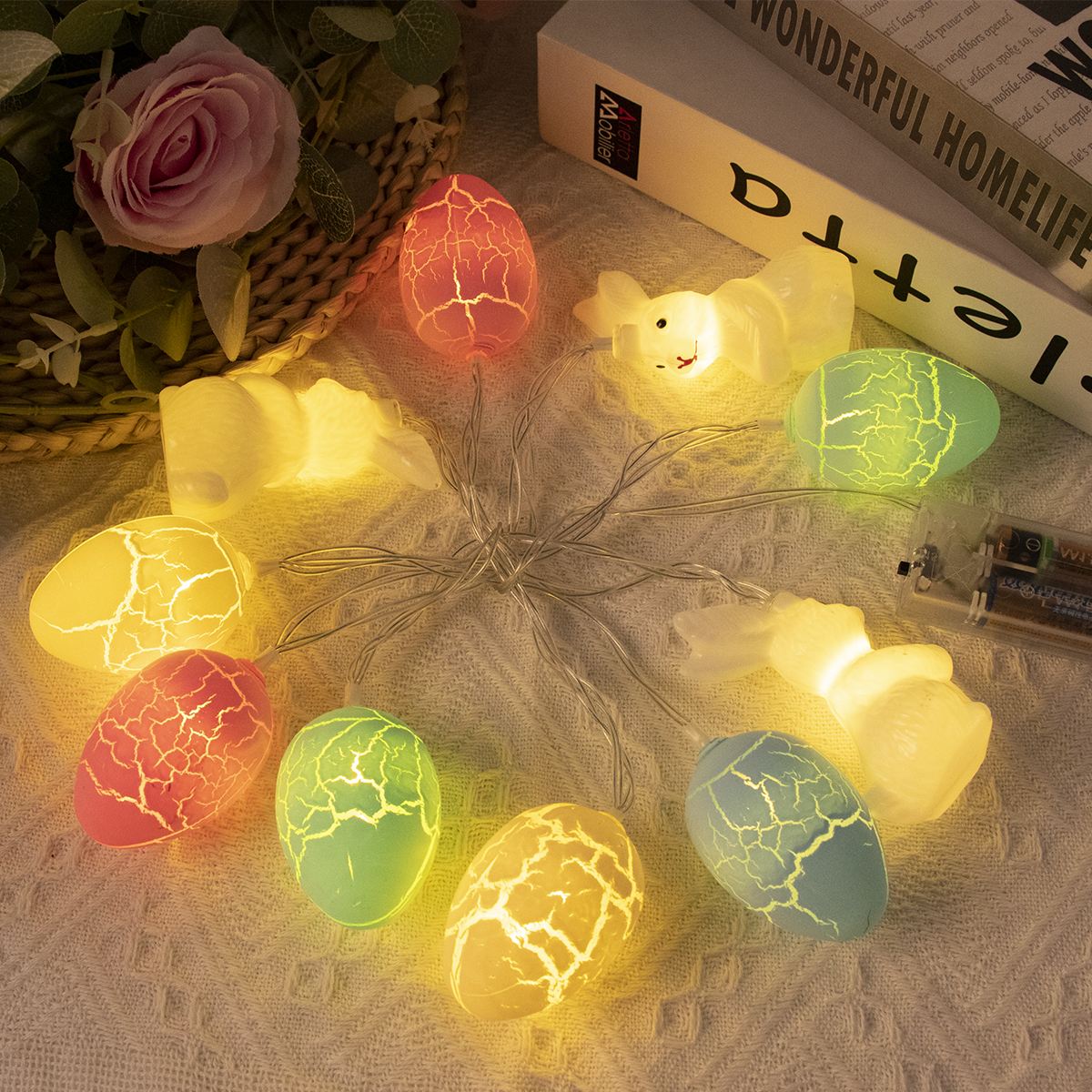 Décorations d'arbre lumineux LED en bouleau de pâques, 60cm, pour Table de maison, œuf de pâques, ornement suspendu, arbre organique, fournitures de fête de pâques