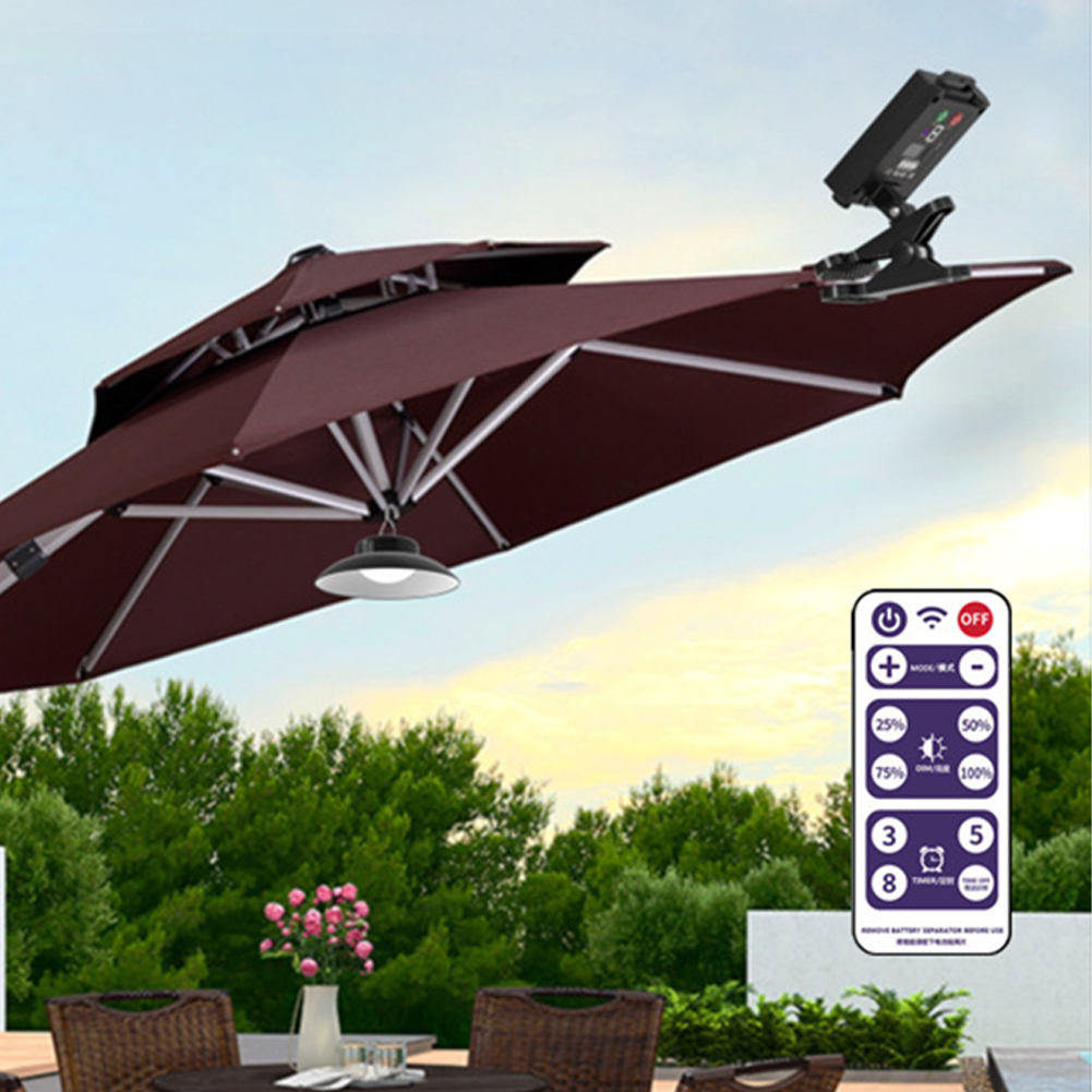 Op zonne-energie clip-on paraplulamp Afstandsbediening Paraplustoklicht IP65 Waterdichte LED-parasolverlichting voor tuindecoratie