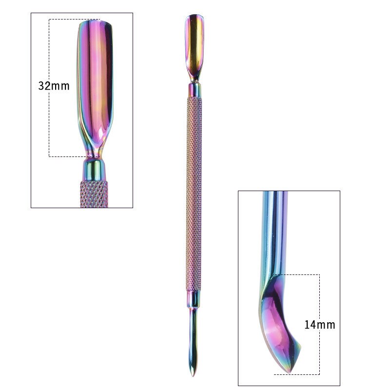 Dual-Ended Chameleon Nail Cuticle Pusher Dode-Skin Remover Rainbow Rvs Nail Art Tool: G-A010-4