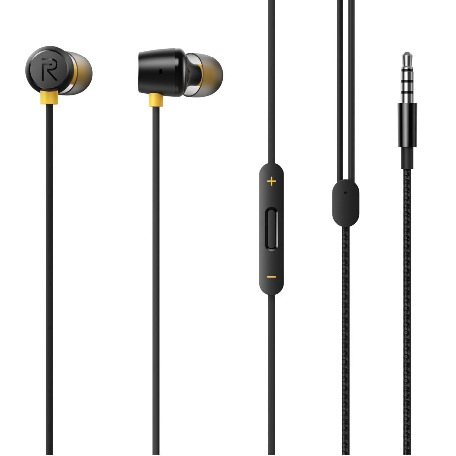 Realme Knoppen 2 Earbus Oortelefoon Hoofdtelefoon 11.2Mm Bass Boost Driver Dual Magneten Kabel Organizer Drie Knop Afstandsbediening Eenvoudig Controle: Default Title