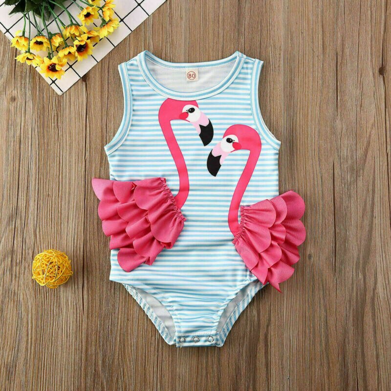 Zomer Kid Baby Meisjes Peuter Flamingo Tankini Bikini Set Badmode Badpak