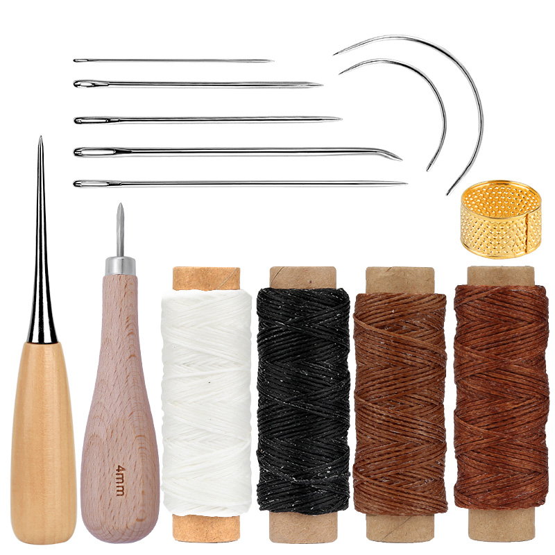 LMDZ-Kit de costura de cuero, punzón de costura de hilo encerado para cuero dedal, herramientas de trabajo Para Zapatero, reparación de lona: Type 2