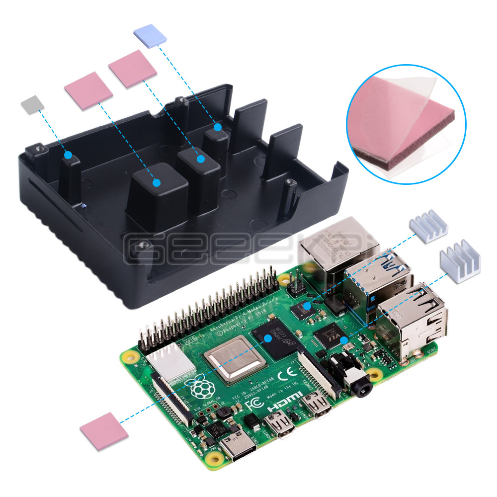 Geeekpi Zwart/Donkergrijs Metalen Case Behuizing Cover Shell Met Koellichamen Voor Raspberry Pi 4B Pi 4 Model B