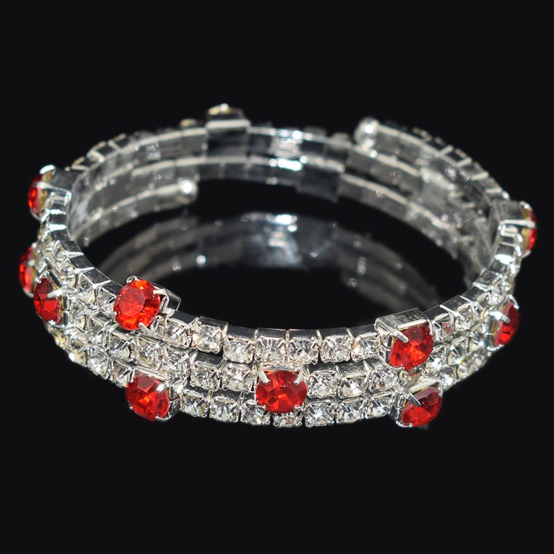 Crystal Manchet Armbanden Voor Vrouwen Rhinestone Verzilverd 3 Rij Bangle Armband Wedding Bridal Sieraden Meisje: bei se  hong se