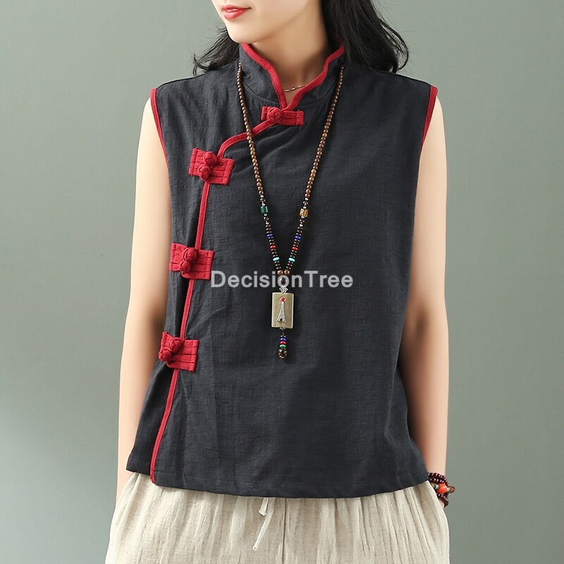 Chalecos de qipao chino para mujer, ropa china tradicional, traje tang, tops elegantes, chaleco sin mangas para mujer: color1