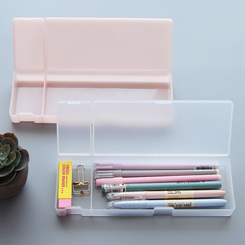 1844 student stationery box multi-functional plastic pencil box semitransparent frosted storage pencil case