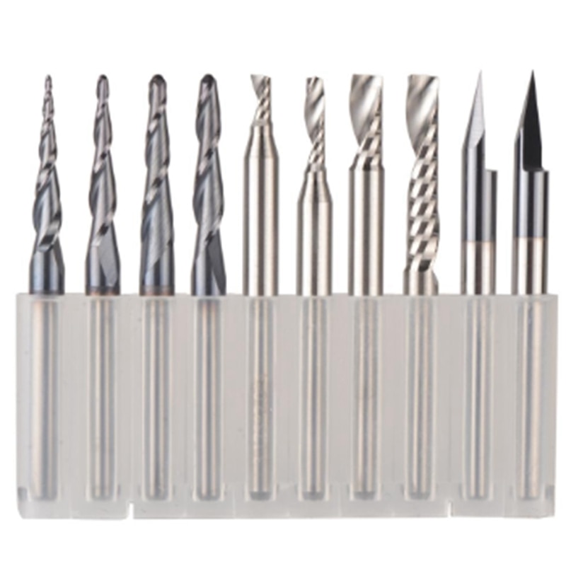 -CNC Solid Carbide Engraving Bits Milling Cutter Woodwork Set 3.175Mm Shank Router Bits for Carving Wood Tools