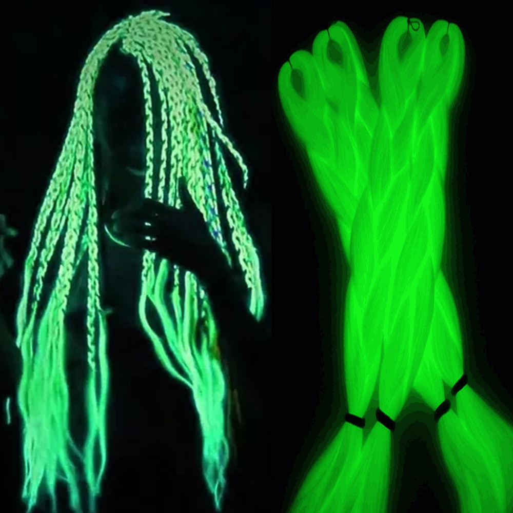 Shining Fluorescence Braiding Hair Jumbo Box Braids Hair Synthetic Braid Hair Extensions for Women White Pink 100g 24inch