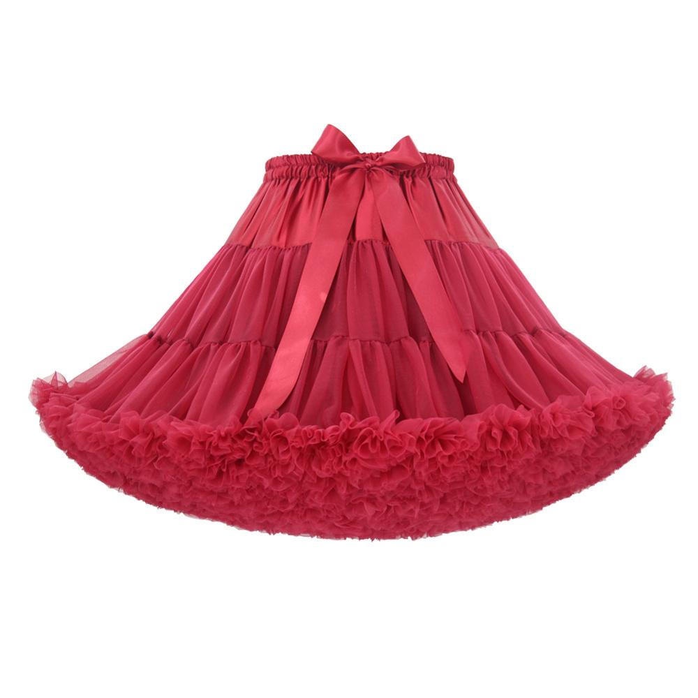 Hongfuyu rokken dames pluizige tutu petticoat onderrok volwassen sexy minirok hoge empire ballet rok jupon bruiloft accessoires: Wijnrood