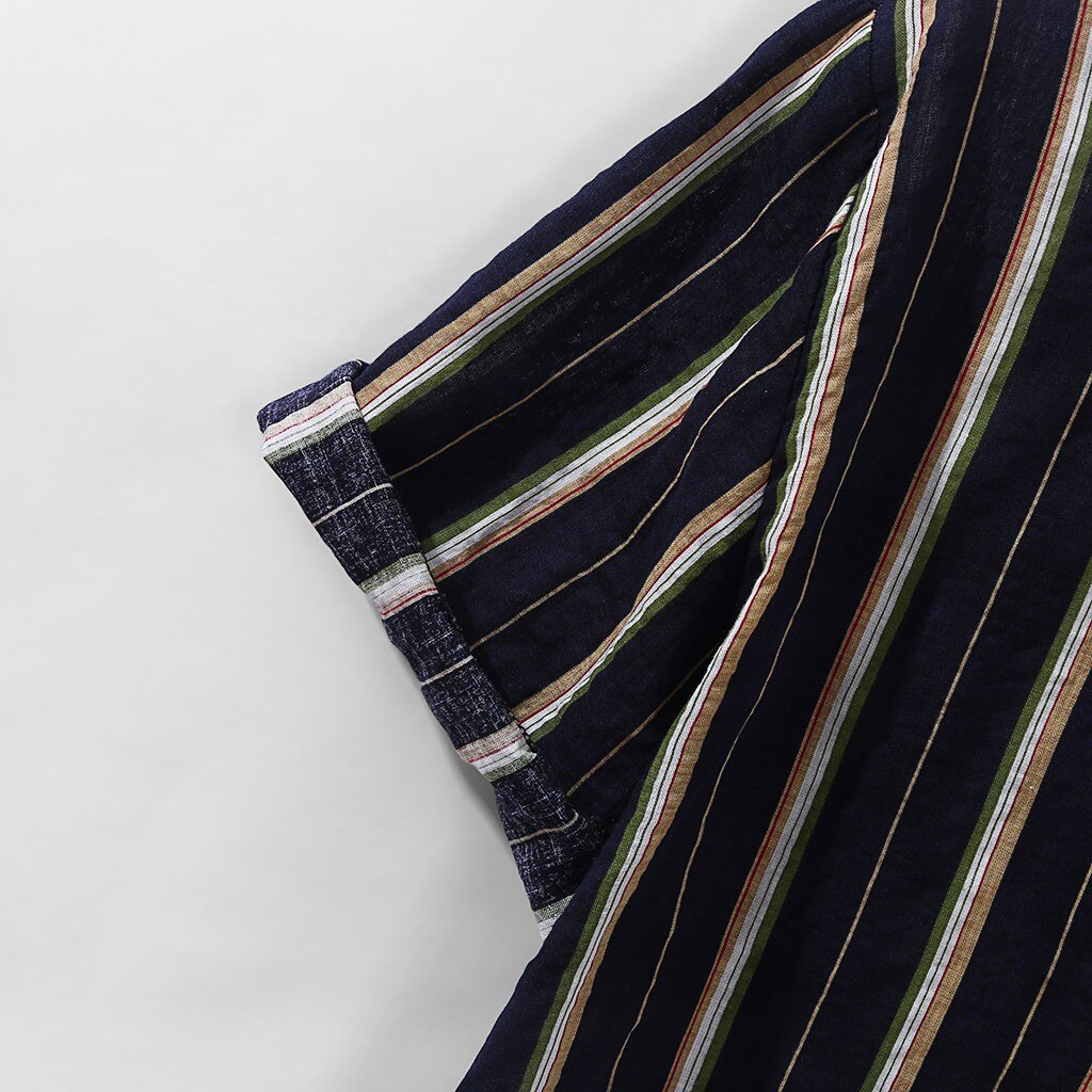 Heren overhemden heren kleurrijke streep zomer korte mouw losse knopen casual overhemd blouse zomeroverhemden jun 20