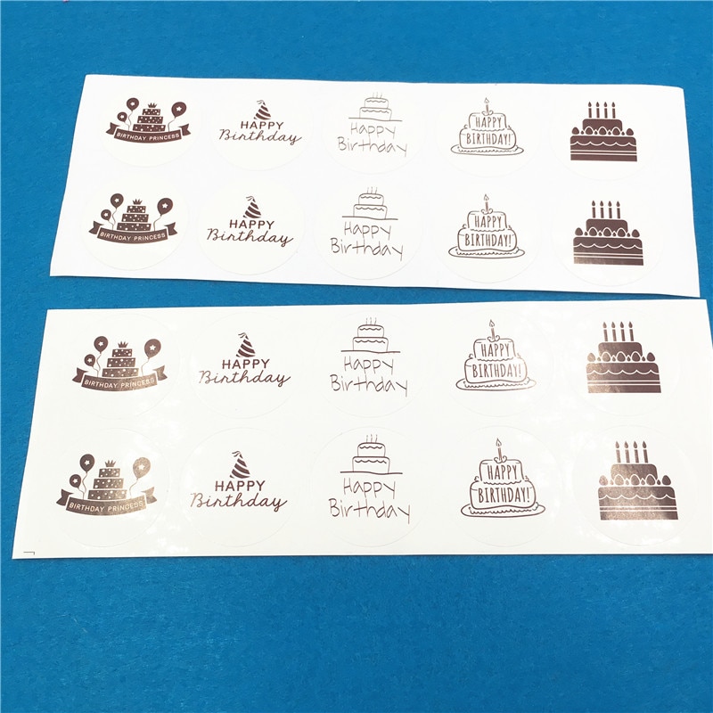 50 Pcs DIY 3.5 cm Kraftpapier Sticker Labels Ronde Gelukkige Verjaardag Gedrukt Labels Stickers zelfklevende Afdichting dozen Labels