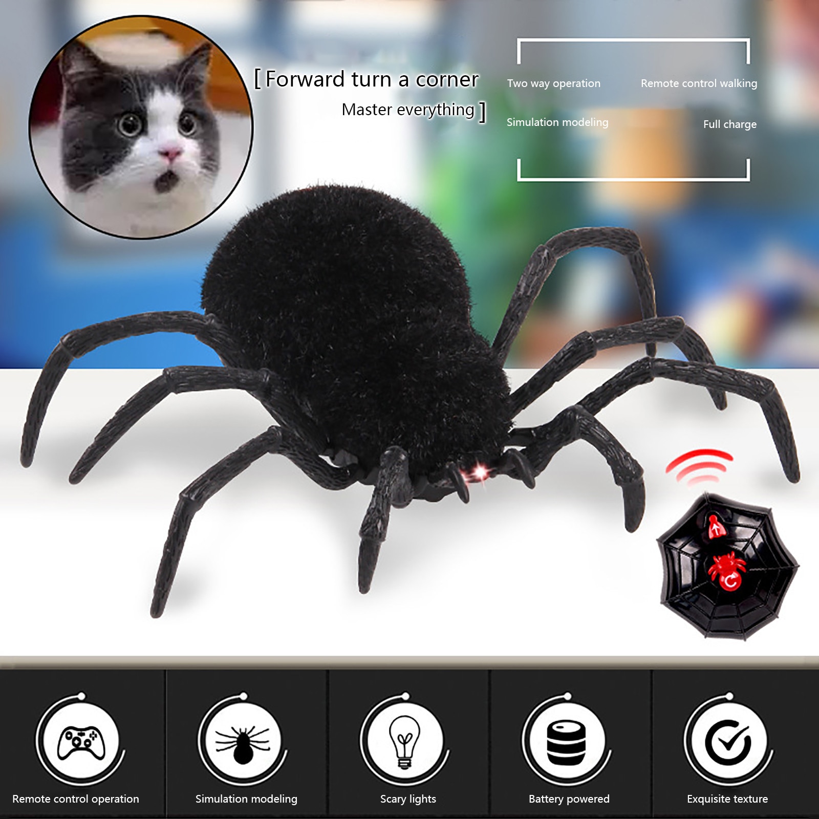 Compuda Afstandsbediening Spider Scary Wolf Spider Robot Realistische Prank Speelgoed