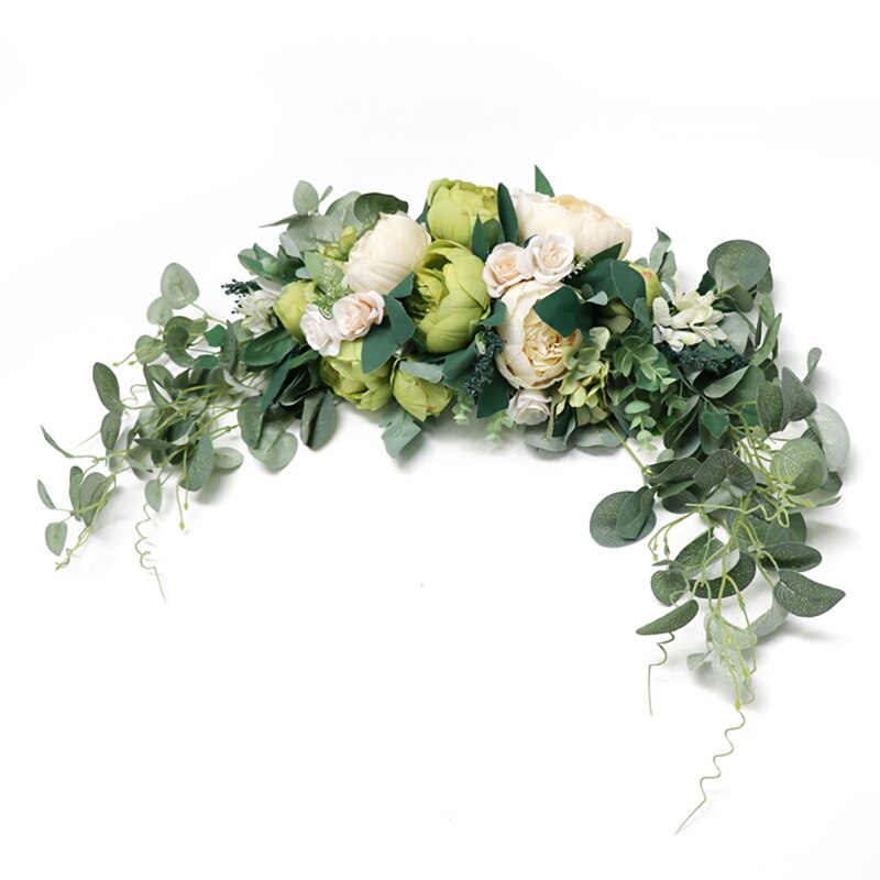 Kunstmatige Pioen Bloem Swag, Eucalyptus Krans Voor Deur Wedding Party Spiegel Tafelblad Stoel Thuis Decoratie