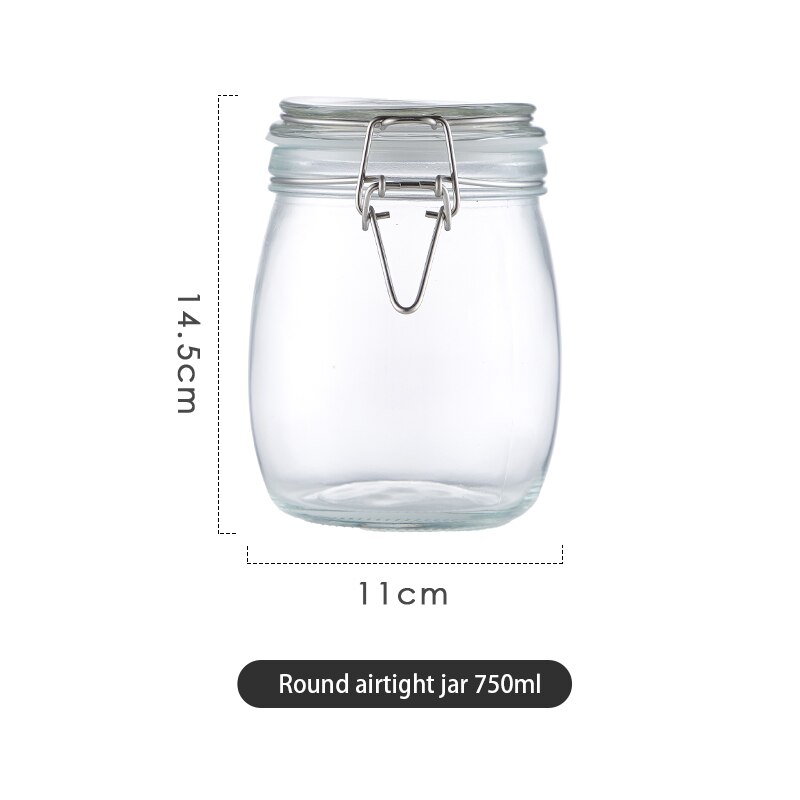 Food Coffee Beans Storage Bottles &amp; Jars with Cover Glass Vacuum Sealed Tank Press Exhaust Glass Box Stockpile Jars With Lids: Round 750ML