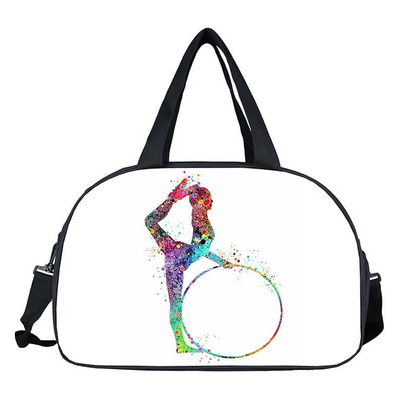 Watercolor Gymnastics Art Tote Bag Ladies Dance Sports Storage Bags Travel Multifunctional Portable Messenger Bags Shoulder Bag: light green