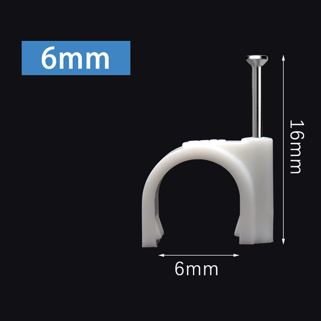 100 Pcs 4mm To 25mm Cable Steel Nail Line Card Card Wire Line Circular Cable Clips Trough Wire Fixing White Wire Retainer