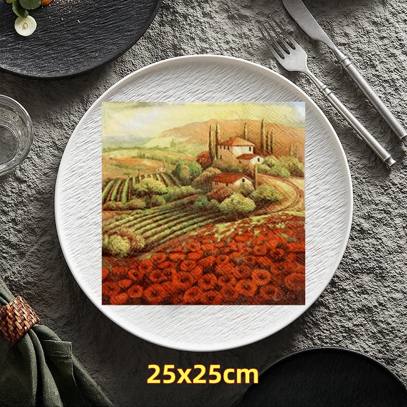 20 stk/pakke blomster vintage retro landlig bord decoupage papirservietter blomsterserviet papirlommetørklæde til festdekorationer: Guld