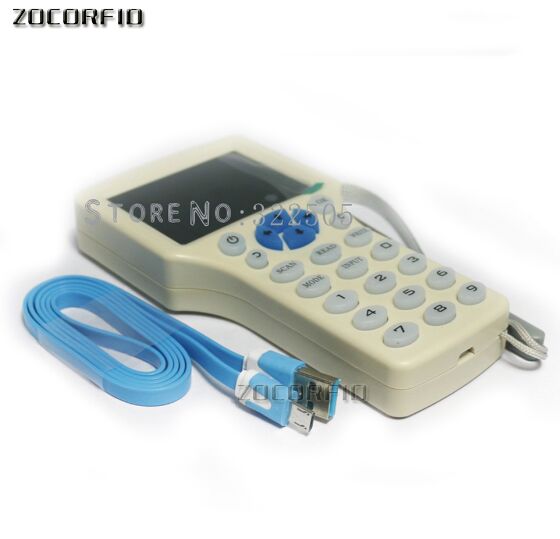 English 10 Frequency RFID Reader Writer Copier Duplicator IC/ID with USB Cable for 125Khz 13.56Mhz Cards LCD Screen Duplicator: Copier