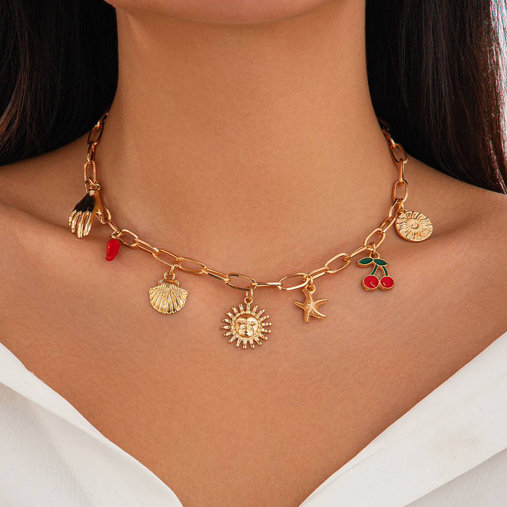 Exquisitos dijes, collar con colgante de perlas para mujer, gargantilla con dije de lazo de Color dorado de acero inoxidable, concha de concha, de joyería de: Color amarillo claro