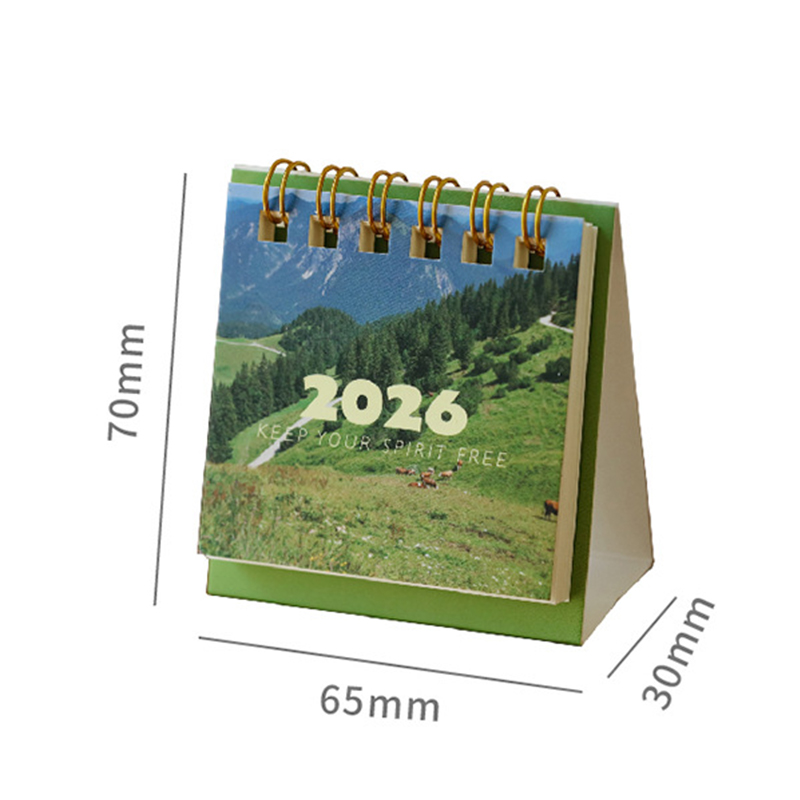 2026 Landschap Mini Bureaukalender Creatieve Spoelplanner Desktop Ornament Kantoorbenodigdheden Decor