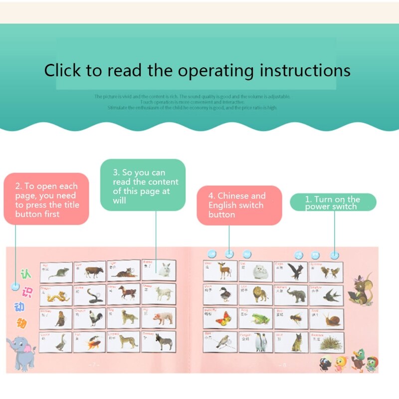 Children Kid English Chinese Learning Machine Point Reading Picture Bilingual Book Early Education Intelligence Puzzle Storybook
