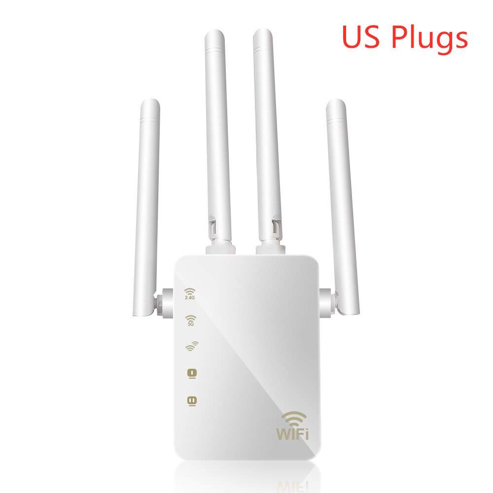kebidumei Wireless Wifi Repeater/Router 1200mbps 2.4G 5G Dual Band Signal Amplifier Signal Booster Network Range RJ45 Extender: White EU