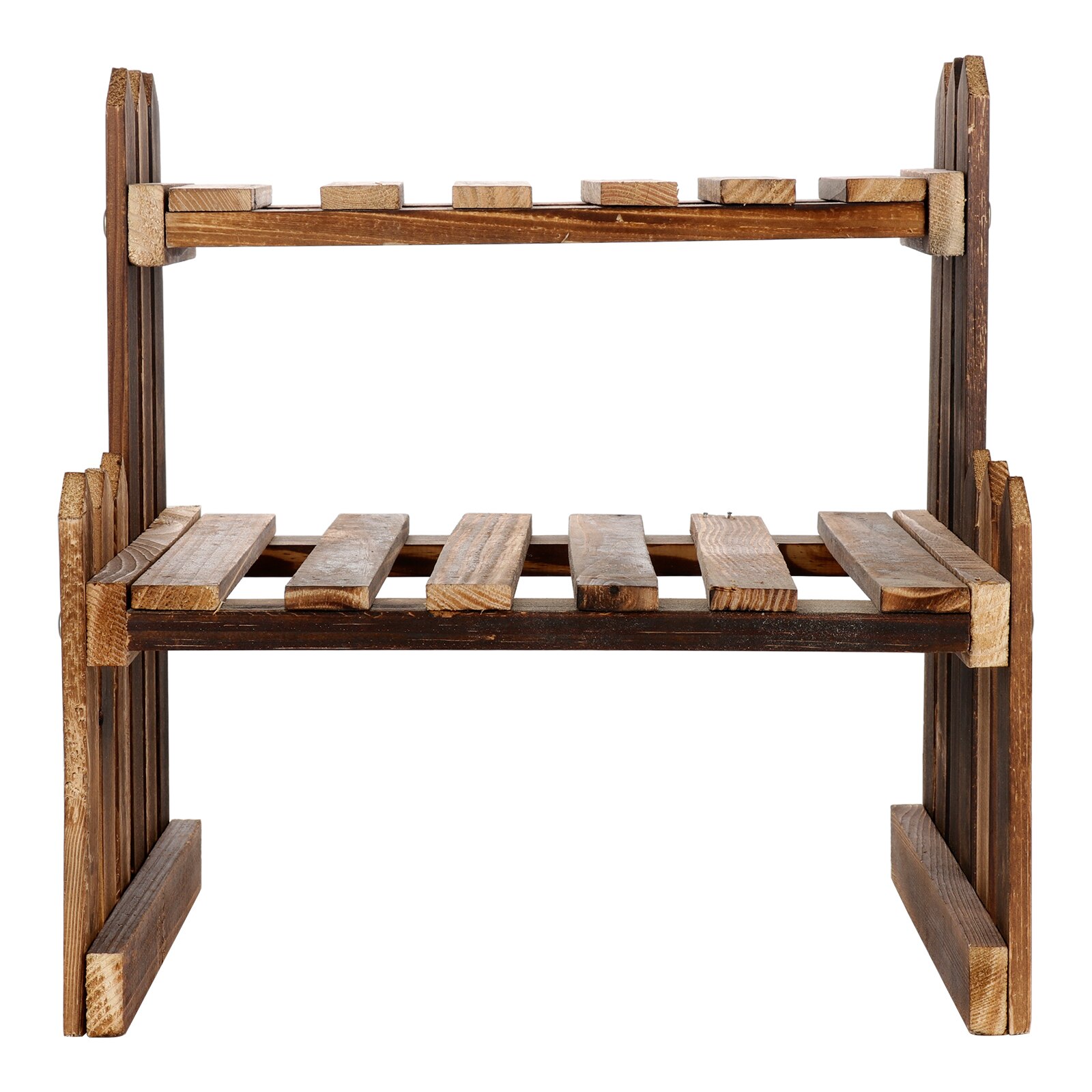 Multi Tier Garden Shelf Two-layer Display Shelf Wooden Flower Stands Balcony Corner 1pcs Outdoor Tool Flowers Wood Plant Stand