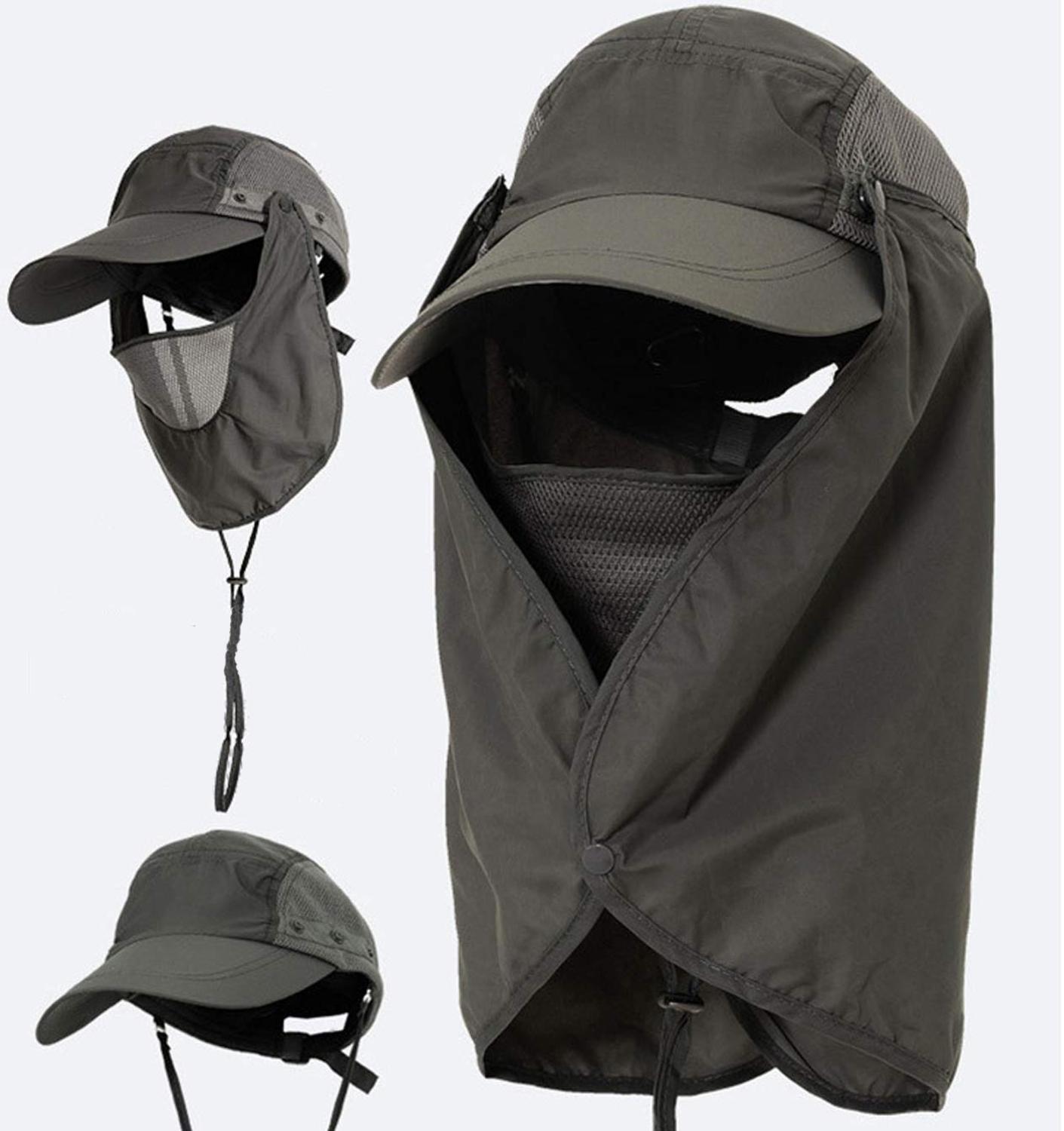 Sombrero de sol al aire libre para hombre y mujer, gorra de pesca con protección UV de 360 °, extraíble, protección UV 50, al aire libre para senderismo, montaña y jungla