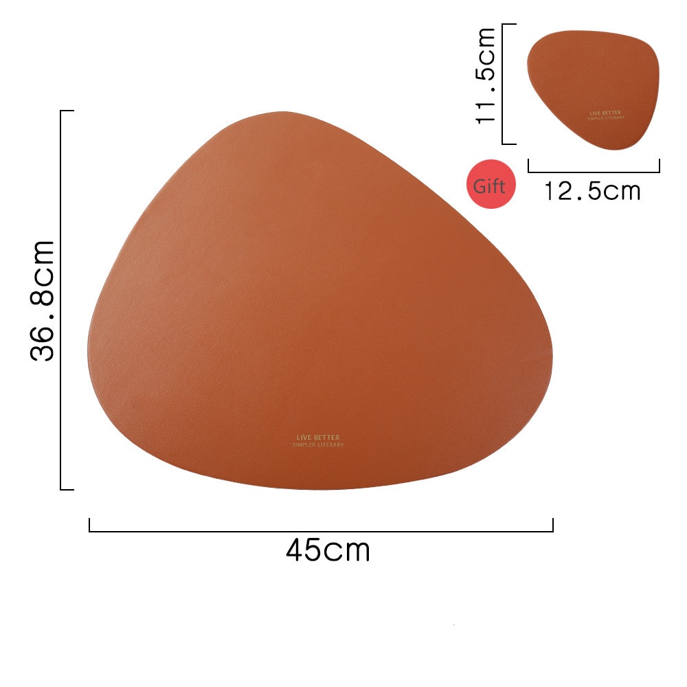 Tableware Pad Placemat Table Mat PU Leather Heat Insulation Non-Slip Simple Placemats Disc Coaster Placemat for Dining Table